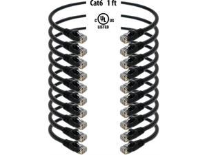 iMBAPrice (10 Pack) Black 1 Feet (1ft) Molded UTP Cat6 Ethernet Network Patch Cable RJ45 M/M