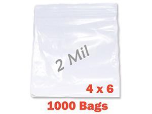 PREMIUM High Quality 2X, 1000 CLEAR Reclosable Zipper Bags 4'' x 6'' - 2 mil thick (75mm x 100mm)