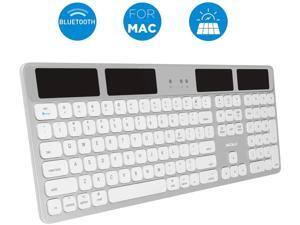 Macally Bluetooth Wireless Solar Keyboard for Mac - Rechargeable via Any Light Source (150 hr Battery Life) - Mac Wireless Keyboard with Numeric Keypad & 21 Apple Shortcuts - Silver Aluminum Macally Bluetooth Wireless Solar Keyboard for Mac - Rechargeable via Any Light Source (150 hr Battery Life) - Mac Wireless Keyboard with Numeric Keypad & 21 Apple Shortcuts - Silver Aluminum