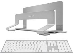 Macally Ultra Slim Wired Computer Keyboard and Vertical Laptop Stand, Declutter to Boost Productivity Macally Ultra Slim Wired Computer Keyboard and Vertical Laptop Stand, Declutter to Boost Productivity