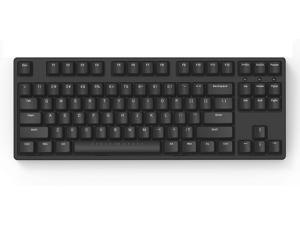 iKBC W200 Wireless Mechanical Keyboard with Cherry MX Blue Switch for Windows and Mac OS, Enables Media Key and LED Indicator (2.4G Dongle, USB 2.0, PBT Double Shot 87 Keycaps, Black Color, ANSI/US)