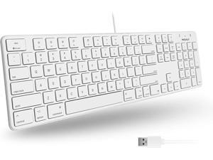 Macally Slim USB Wired Keyboard - Full Size 104 Key Layout & 16 Shortcut Keys - Plug & Play Keyboard for Mac and Windows PC - Scissor Keycaps for Smooth Typing - Mac Wired Keyboard with Numeric Keypad Macally Slim USB Wired Keyboard - Full Size 104 Key Layout & 16 Shortcut Keys - Plug & Play Keyboard for Mac and Windows PC - Scissor Keycaps for Smooth Typing - Mac Wired Keyboard with Numeric Keypad