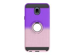 Galaxy J3 2018 Case, The Grafu 360° Rotation Ring Kickstand Cover for Samsung Galaxy J3 2018, Dual Layer Protective Cover with Shock Absorption, Purple + Rose Gold
