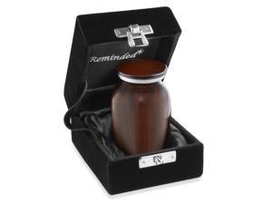 Reminded Small Cremation Memorial Urn for Human Ashes, Brown Mini Keepsake with Velvet Case