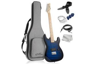 Ashthorpe 39-Inch Full-Size Electric Guitar with Humbucker Pickup (Blue), Guitar Kit with Padded Gig Bag, Strap, Strings, Cable, Cloth, Picks