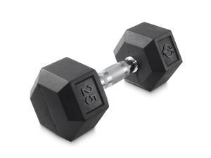 Philosophy Gym Rubber Coated Hex Dumbbell Hand Weight, 25 lbs
