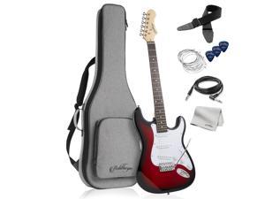 Ashthorpe 39-Inch Electric Guitar (Red-White), Full-Size Guitar Kit with Padded Gig Bag, Tremolo Bar, Strap, Strings, Cable, Cloth, Picks