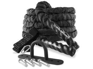 Philosophy Gym 30 Foot Exercise Battle Rope 1.5 Inch Diameter with Cover and Anchor Kit