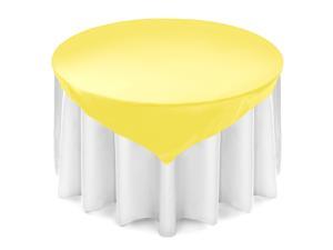 Lann's Linens Satin Wedding Table Overlay - Tablecloth Topper (72" Square - Yellow)