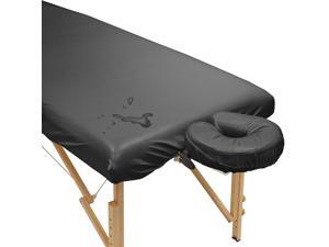 Saloniture 2-Piece Waterproof Massage Table Sheet Set - Includes Machine Washable Fitted Sheet and Face Cradle Cover - Black