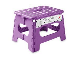 Casafield 9 Folding Step Stool with Handle Purple  Portable Collapsible Small Plastic Foot Stool for Kids and Adults  Use in the Kitchen Bathroom and Bedroom