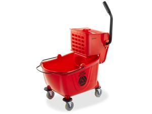 Dryser Commercial Mop Bucket with Side Press Wringer, 26 Quart, Red