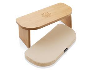 Prajna  Meditation Bench - Bamboo, Folding Yoga Stool with Cushion and Carry Bag for Kneeling or Sitting, Natural