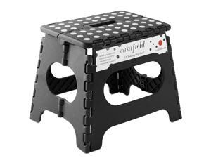 Casafield 11 Folding Step Stool with Handle Black  Portable Collapsible Small Plastic Foot Stool for Kids and Adults  Use in the Kitchen Bathroom and Bedroom