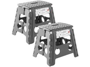 Casafield 13 Folding Step Stool with Handle Set of 2 Gray  Portable Collapsible Small Plastic Foot Stool for Adults  Use in the Kitchen Bathroom and Bedroom