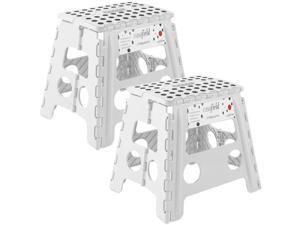 Casafield 13 Folding Step Stool with Handle Set of 2 White  Portable Collapsible Small Plastic Foot Stool for Adults  Use in the Kitchen Bathroom and Bedroom