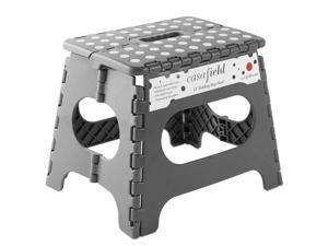 Casafield 11 Folding Step Stool with Handle Gray  Portable Collapsible Small Plastic Foot Stool for Kids and Adults  Use in the Kitchen Bathroom and Bedroom