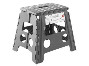 Casafield 13 Folding Step Stool with Handle Gray  Portable Collapsible Small Plastic Foot Stool for Adults  Use in the Kitchen Bathroom and Bedroom