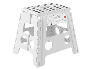 Casafield 13 Folding Step Stool with Handle White  Portable Collapsible Small Plastic Foot Stool for Adults  Use in the Kitchen Bathroom and Bedroom