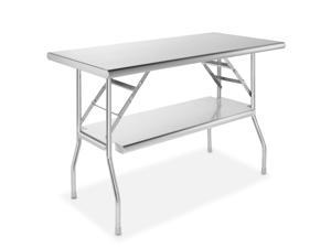 GRIDMANN Stainless Steel Folding Table 48 x 24 Inch with Under Shelf, NSF Kitchen Prep & Work Table
