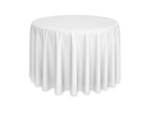 Lann's Linens - 108" Round Premium Tablecloth for Wedding / Banquet / Restaurant - Polyester Fabric Table Cloth - White
