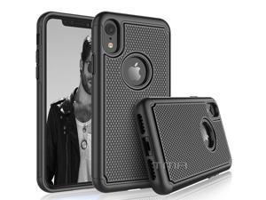 iPhone XR Rugged Impact Heavy Duty (Drop Protection) Dual Layer Silicone Shock Proof Hard Case Cover Skin by REBELCASE - Black