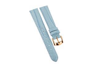 Pale Blue Leather Watch Strap with Lizard Pattern and Gold Buckle with Du Maurier Logo, 16mm Pale Blue Leather Watch Strap with Lizard Pattern and Gold Buckle with Du Maurier Logo, 16mm