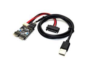 1-to-2 Splitter Motherboard USB 2.0 9Pin Internal Header Male to Dual 2x 9Pin Header Male HUB Converter PCB Board Adapter with Female to USB 2.0 Male Extension Cable 1m and SATA 15Pin Power Cable 1-to-2 Splitter Motherboard USB 2.0 9Pin Internal Header Male to Dual 2x 9Pin Header Male HUB Converter PCB Board Adapter with Female to USB 2.0 Male Extension Cable 1m and SATA 15Pin Power Cable