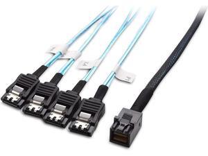 Internal HD Mini SAS to SATA (SFF-8643 to 4x SATA) Reverse Breakout Cable 3.3 Feet/1mParent