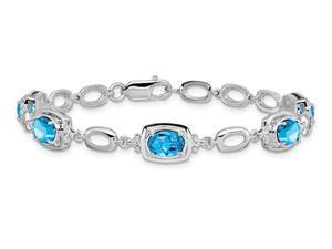 9/10 Carat Swiss Blue Topaz Link Bracelet in Sterling Silver