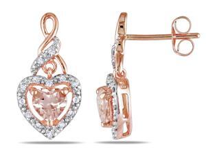 Morganite and Diamond Heart Earrings 1.15 Carat (ctw) in 10K Rose Gold Morganite and Diamond Heart Earrings 1.15 Carat (ctw) in 10K Rose Gold