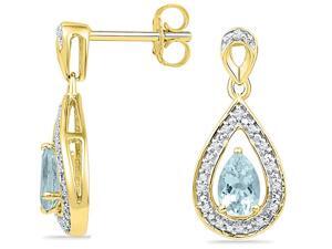 10K Yellow Gold Created Aquamarine Teardrop Dangle Earrings 1/2 Carat (ctw) with Screwback 10K Yellow Gold Created Aquamarine Teardrop Dangle Earrings 1/2 Carat (ctw) with Screwback