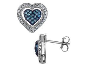 White and Blue Diamond Heart Earrings 2/5 Carat (ctw I-J, I2-I3) in 10K White Gold White and Blue Diamond Heart Earrings 2/5 Carat (ctw I-J, I2-I3) in 10K White Gold