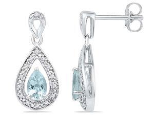 10K White Gold Lab Created Aquamarine Teardrop Dangle Earrings 1/2 Carat (ctw) with Screwback 10K White Gold Lab Created Aquamarine Teardrop Dangle Earrings 1/2 Carat (ctw) with Screwback