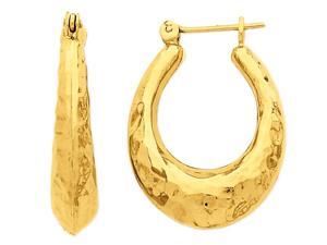 14K Yellow Gold Hammered Fancy Hollow Hoop Earrings 14K Yellow Gold Hammered Fancy Hollow Hoop Earrings