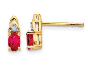 Natural Red Ruby 1/2 Carat (ctw) Stud Earrings in 14K Yellow Gold with Accent Diamonds Natural Red Ruby 1/2 Carat (ctw) Stud Earrings in 14K Yellow Gold with Accent Diamonds