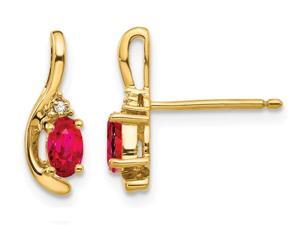 Natural Red Ruby 1/2 Carat (ctw) Oval Stud Earrings in 14K Yellow Gold with Accent Diamonds Natural Red Ruby 1/2 Carat (ctw) Oval Stud Earrings in 14K Yellow Gold with Accent Diamonds