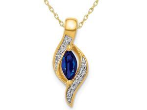 1/4 Carat (ctw) Natural Blue Sapphire and Accent Diamond Pendant Necklace in 14K Gold with Chain
