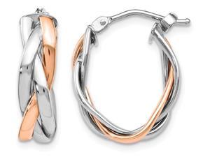 14K Rose Pink and White Gold Twisted Polished Hoop Earrings 14K Rose Pink and White Gold Twisted Polished Hoop Earrings
