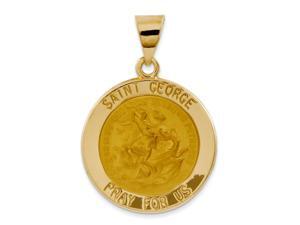 14K Yellow Gold Polished and Satin St. George Medal Pendant 14K Yellow Gold Polished and Satin St. George Medal Pendant