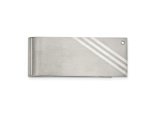 Stainless Steel Sterling Silver Inlay Brushed with CZ Money Clip Stainless Steel Sterling Silver Inlay Brushed with CZ Money Clip