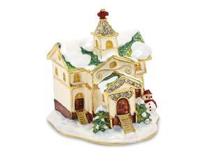 Bejeweled Winter Church Trinket Box with Charm Pendant Bejeweled Winter Church Trinket Box with Charm Pendant