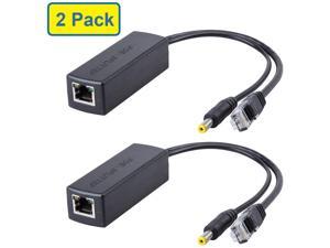 Active POE Splitter Adapter, 48V to 12V, IEEE 802.3af Compliant 10/100Mbps up to 100 Meters for Surveillance Camera, Wireless Access Point and VoIP Phone, 2-Pack