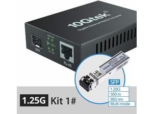 Gigabit SFP to Ethernet Media Converter with SFP 1000Base-SX Module (850nm, up to 550m) Multimode, Dual LC Fiber Media Converter, SFP to RJ45 100/1000Base-Tx