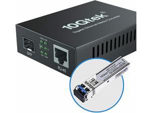 Gigabit SFP to Ethernet Media Converter with with a SFP 1000Base-LX Module (1310nm, up to 20km)  Singlemode Dual LC Fiber, SFP to RJ45 switches