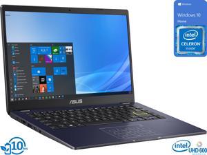 ASUS E Series Notebook, 14" HD Display, Intel Celeron N4020 Upto 2.8GHz, 4GB RAM, 128GB eMMC, HDMI, Card Reader, Wi-Fi, Bluetooth, Windows 10 Home S