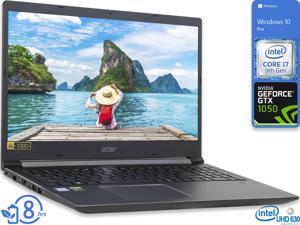 Acer Aspire 7 Gaming Notebook, 15.6" IPS FHD Display, Intel Core i7-9750H Upto 4.5GHz, 8GB RAM, 256GB NVMe SSD, NVIDIA GeForce GTX 1050, HDMI, Wi-Fi, Bluetooth, Windows 10 Pro