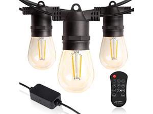 Amico 48FT LED Outdoor String Lights with LED Edison Vintage Plastic Bulbs and 