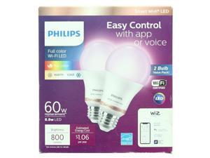 Philips 2-Pack Smart Light Bulbs Wi-Fi LED Full Color 800lm 60W Replacement Philips 2-Pack Smart Light Bulbs Wi-Fi LED Full Color 800lm 60W Replacement