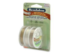 Beadalon Stringing Wire 7-Strand 0.015-Inch (0.38-Millimeter) Diameter, 10-Feet, Package of 3, Gold/Silver/Champagne